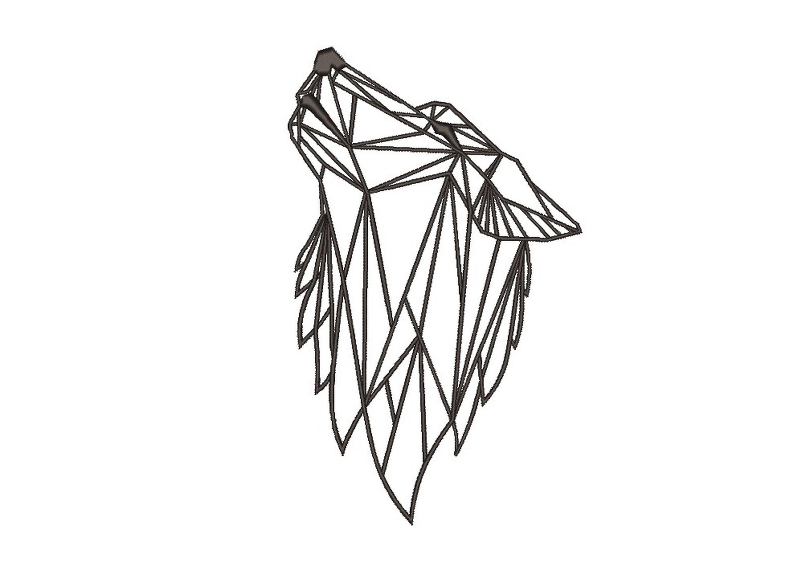 Geometric wolf head embroidery design 4 sizes instant  etsy