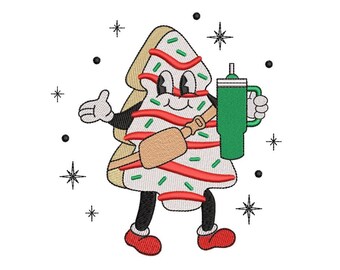 Christmas Tree Cake Embroidery Design, Tis The Season Machine Embroidery Design, 3 sizes