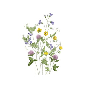 Wilde bloemen Machine Borduurontwerp, 4 maten, Instant Download