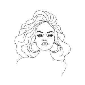 Beautiful Young Woman Machine Embroidery Design, 4 sizes, Instant Download