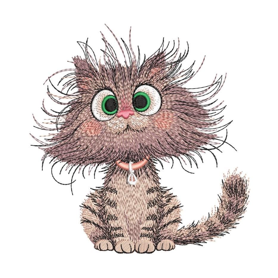 Cute Cat Machine Embroidery Design, Animal Kitten Lovers Embroidery File, 3 sizes, Instant Download