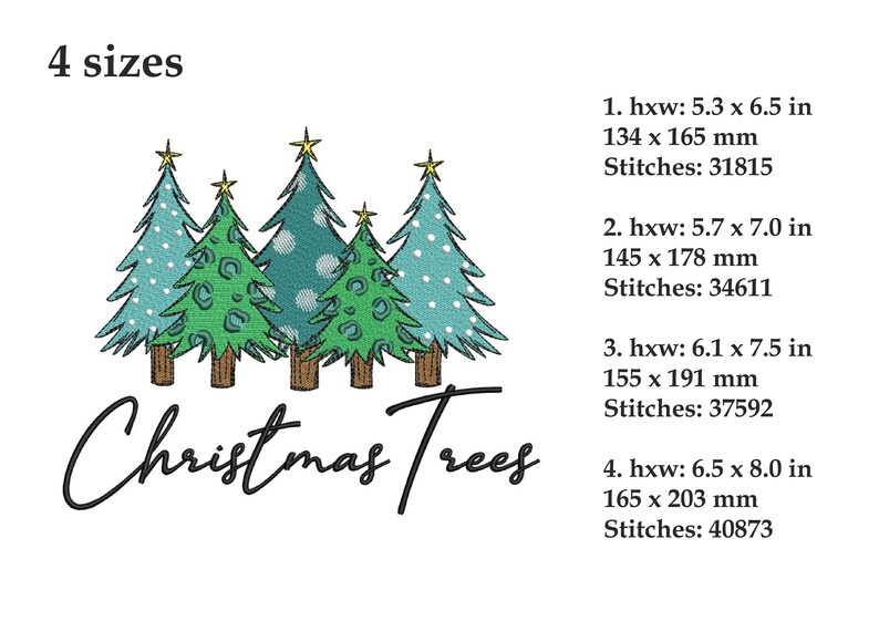 Leopard Tree Design Christmas Trees Embroidery Design, Leopard Christmas Trees Embroidery ...