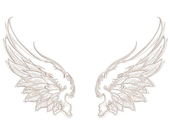 Wings Embroidery Design, 3 sizes, Instant download
