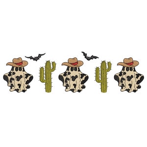Halloween Cow Embroidery Design, Halloween Western Embroidery, Halloween Cowboy Embroidery Design, 3 sizes, Instant Download