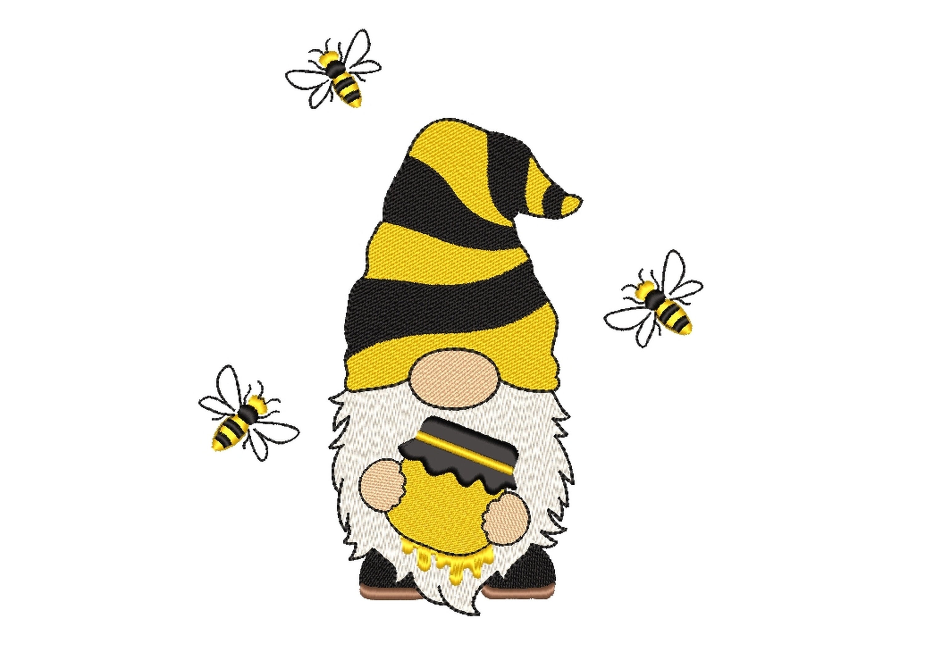 Bee gnome embroidery design 5 sizes instant download  etsy