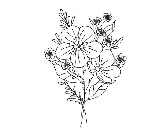 flower embroidery design 5 sizes instant download etsy