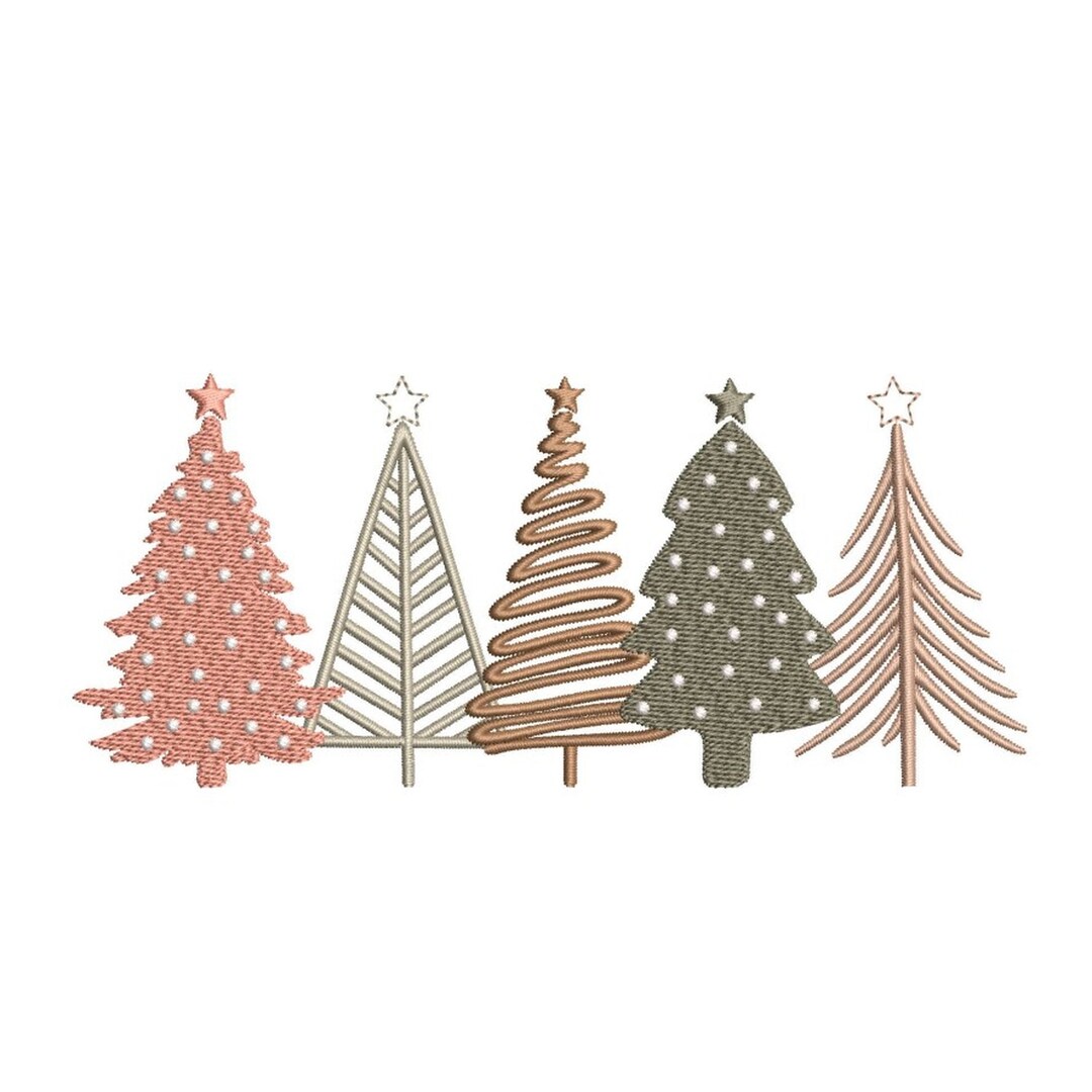 Christmas Trees Embroidery Design, Xmas Tree Embroidery, 3 Sizes