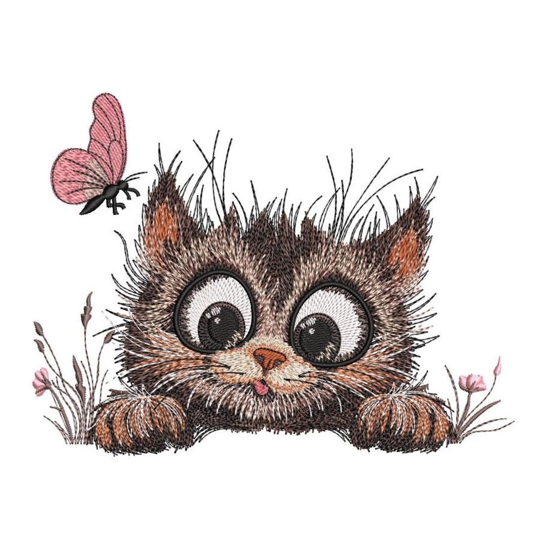 Cute Cat Machine Embroidery Design, Animal, Kitten, Cat Lover ...