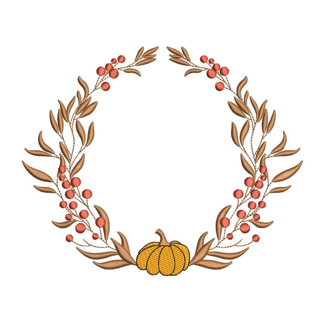 Autumn Wreath Embroidery Design Fall Leaves Machine Embroidery File 5x7 ...