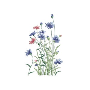 Wildflowers Machine Embroidery Design, 3 sizes, Instant Download