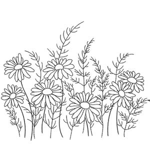 Wild Flowers Machine Embroidery Design, 3 sizes, Instant Download
