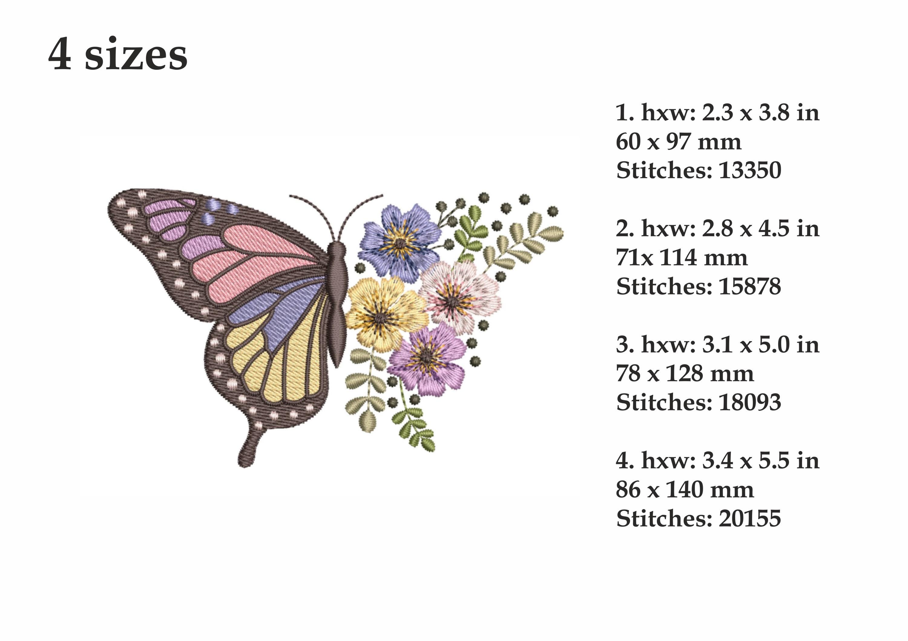Floral Butterfly Machine Embroidery Design, 4 Sizes, Instant Download ...