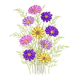 Flowers Machine Embroidery Design, 4 sizes, Instant Download