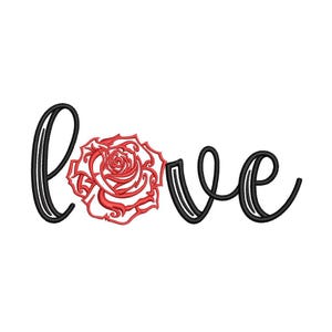 Love Machine Embroidery Design, Rose Embroidery Design, 5 sizes, Instant Download