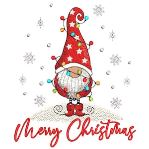 Christmas Gnome Embroidery Design, 4 sizes, Instant Download