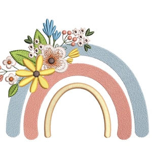 Floral Boho Rainbow Embroidery Design Colorful Boho Chic Machine Embroidery Pattern for Hoop 4x4 5x7 Hoop Instant Digital Download