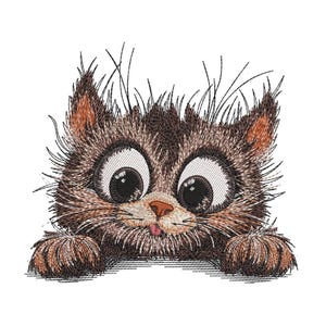 Disegno per ricamo a macchina di un simpatico gatto, animale, gattino, file per ricamo per amanti dei gatti, 3 dimensioni, download immediato