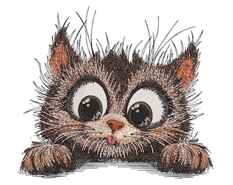 Cute Cat Machine Embroidery Design, Animal, Kitten, Cat Lover Embroidery File, 3 sizes, Instant Download