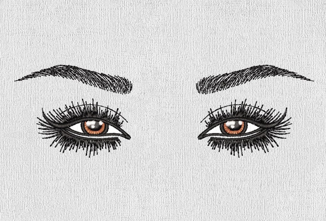 Eyes Embroidery Design Eyelashes Embroidery Design Machine Etsy