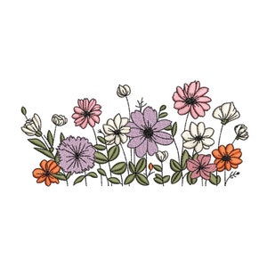 Flower machine embroidery design, 3 sizes, Instant download