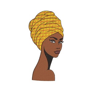 African Woman Embroidery Design, 5 sizes, Instant Download
