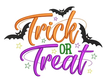 Halloween embroidery design, Trick or Treat Embroidery File, 5 sizes, Instant Download
