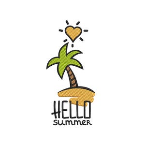 Summer  Machine Embroidery Design, Beach Embroidery Design, Instant Download