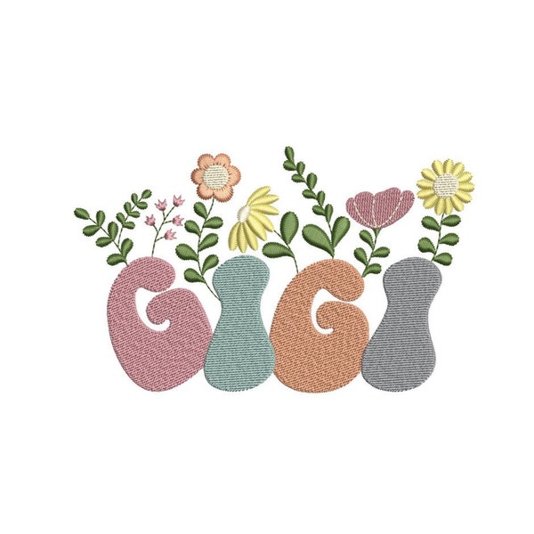 Gigi Flower Embroidery Design, 3 sizes, Instant Download