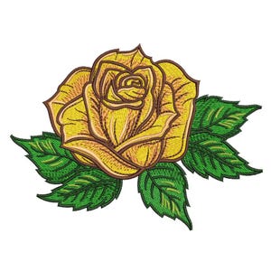 Yellow Rose Embroidery Design, 3 sizes, Instant Download