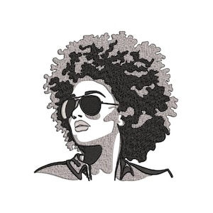 African Woman Embroidery Design, 4 sizes, Instant Download
