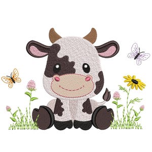 Baby Kuh Stickdatei, Bauernhof Tier Stickdatei, 3 Größen, Instant Download