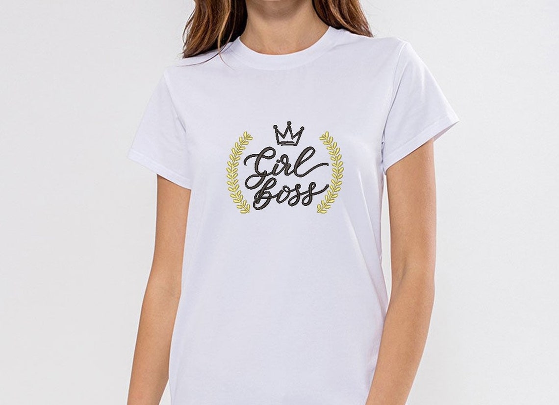 Girl boss embroidery design crown embroidery file 4 sizes  etsy