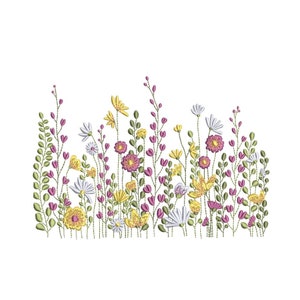 Wildflowers Machine Embroidery Design, 3 sizes, Instant Download