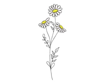 Daisy Embroidery Design,  Flower Machine Embroidery Design, 4 sizes, Instant Download