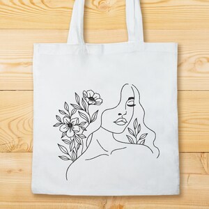 Women's Face With Flowers Embroidery Design Women - Etsy