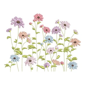 Flowers Machine Embroidery Design, 4 sizes, Instant Download