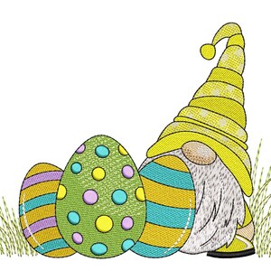 Easter Gnome Embroidery Design,  3 sizes, Instant Download