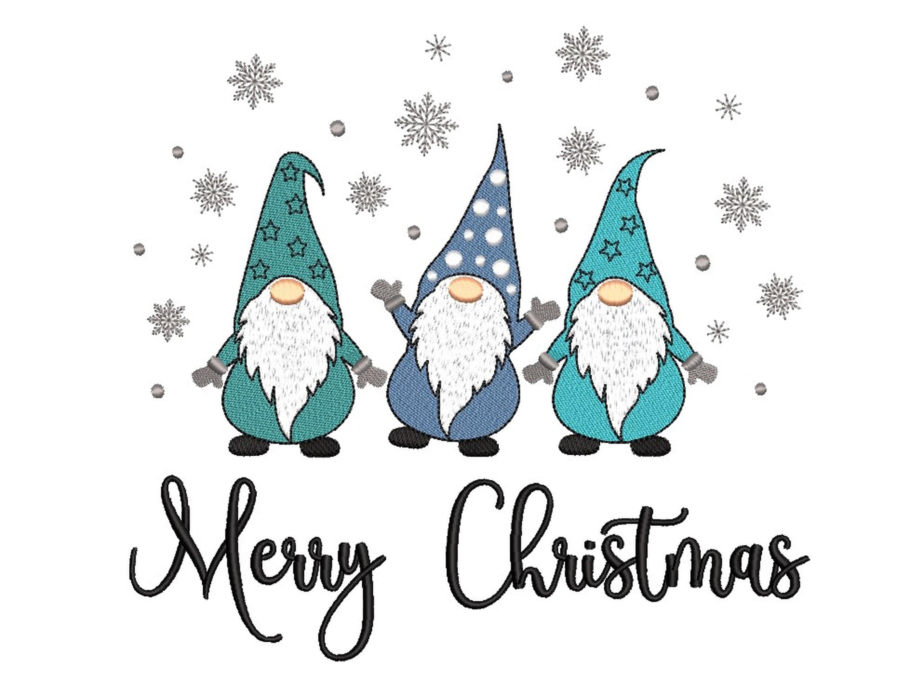 Merry Christmas Gnomes Embroidery Design Christmas Gnomies | Etsy