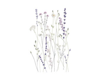 Wildflowers Machine Embroidery Design, 3 sizes, Instant Download