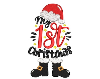Il mio 1 ° design di ricamo di Natale, Baby First Christmas Embroidery File, 4 taglie, Download istantaneo