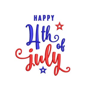 4th of july Embroidery Design, 3 sizes, Instant Download