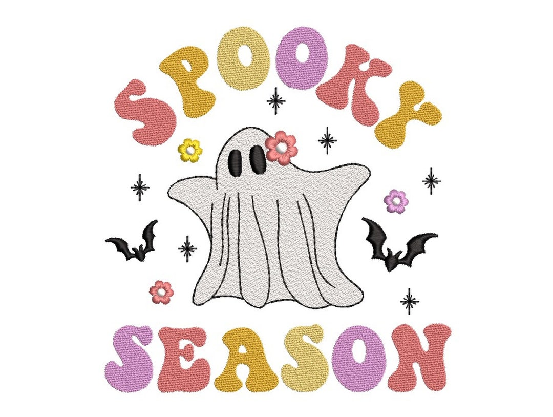 Spooky Season Embroidery Design, Halloween Embroidery File, 3 Sizes