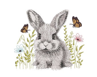 Easter Bunny Embroidery Design, 3 sizes, Instant Download