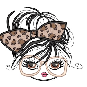 Girl Embroidery Design, 3 sizes, Instant download