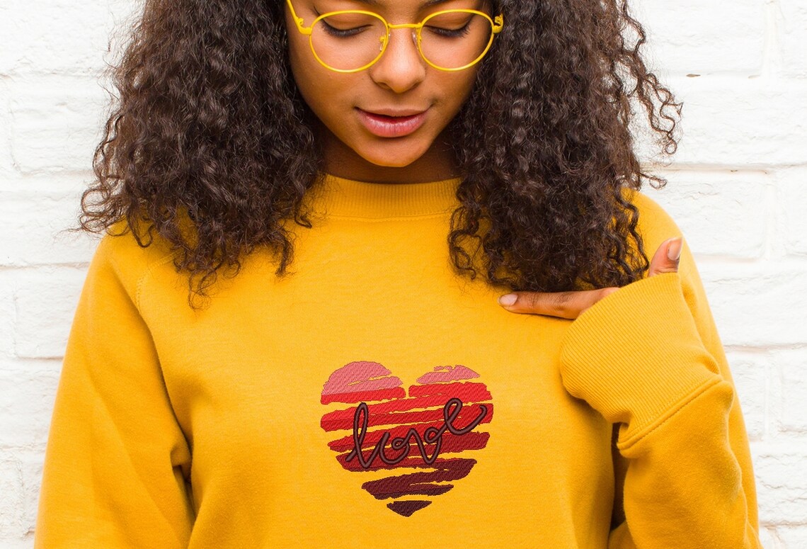 Heart Embroidery Design Love Embroidery File 4 Sizes Etsy