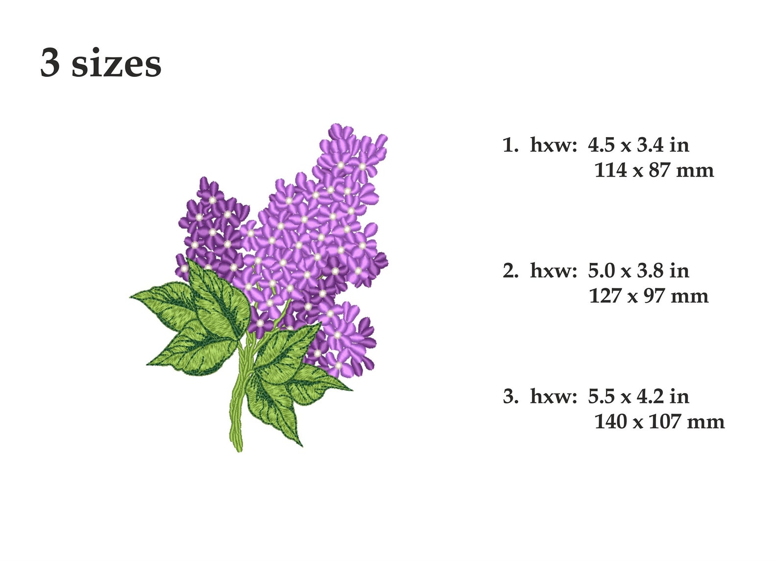 Lilac embroidery design 3 sizes Instant download Etsy