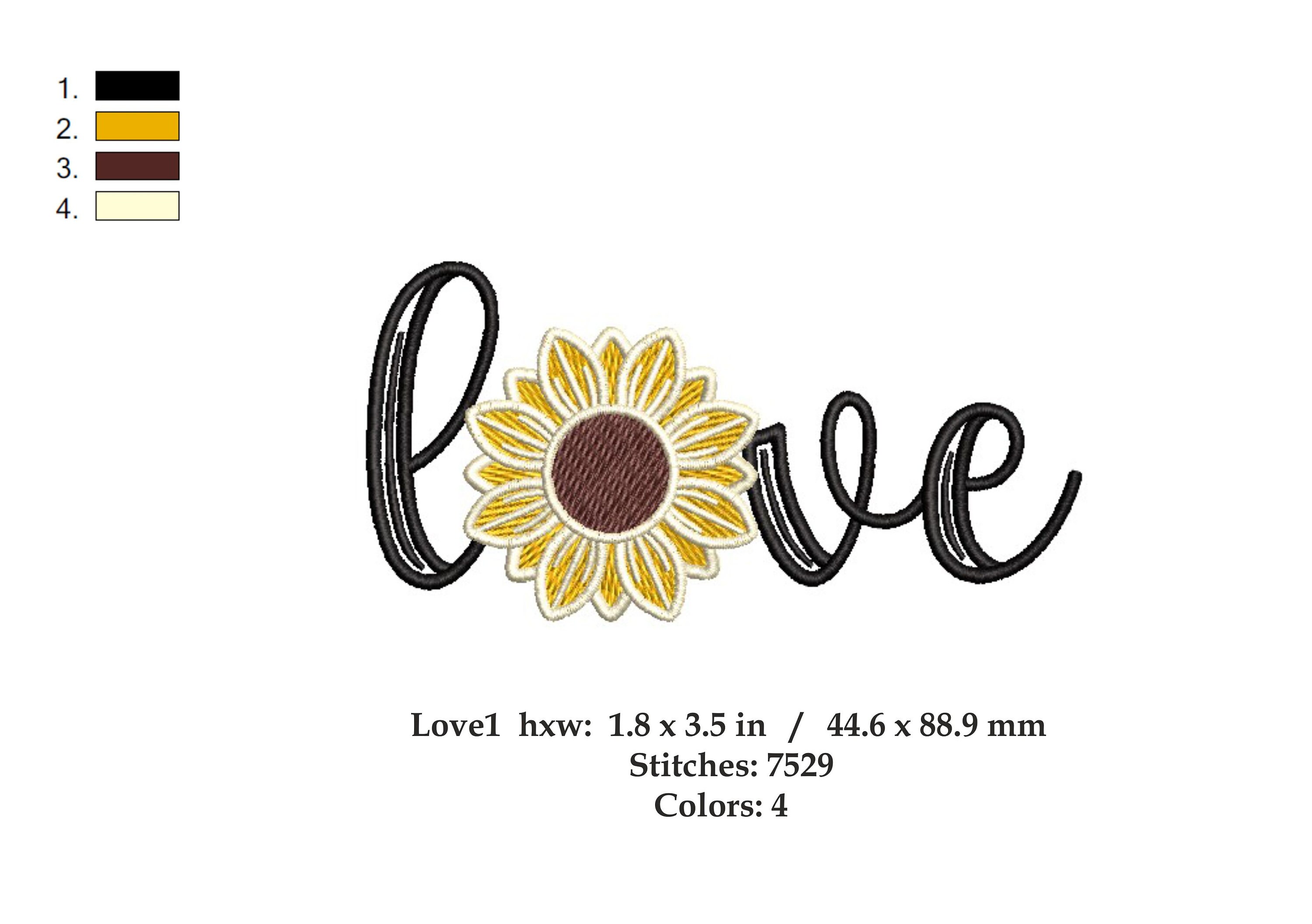 Sunflower machine embroidery design love embroidery design  etsy