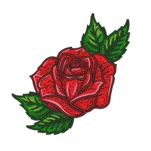 Red Rose Embroidery Design, 3 sizes, Instant Download