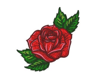 Red Rose Embroidery Design, 3 sizes, Instant Download