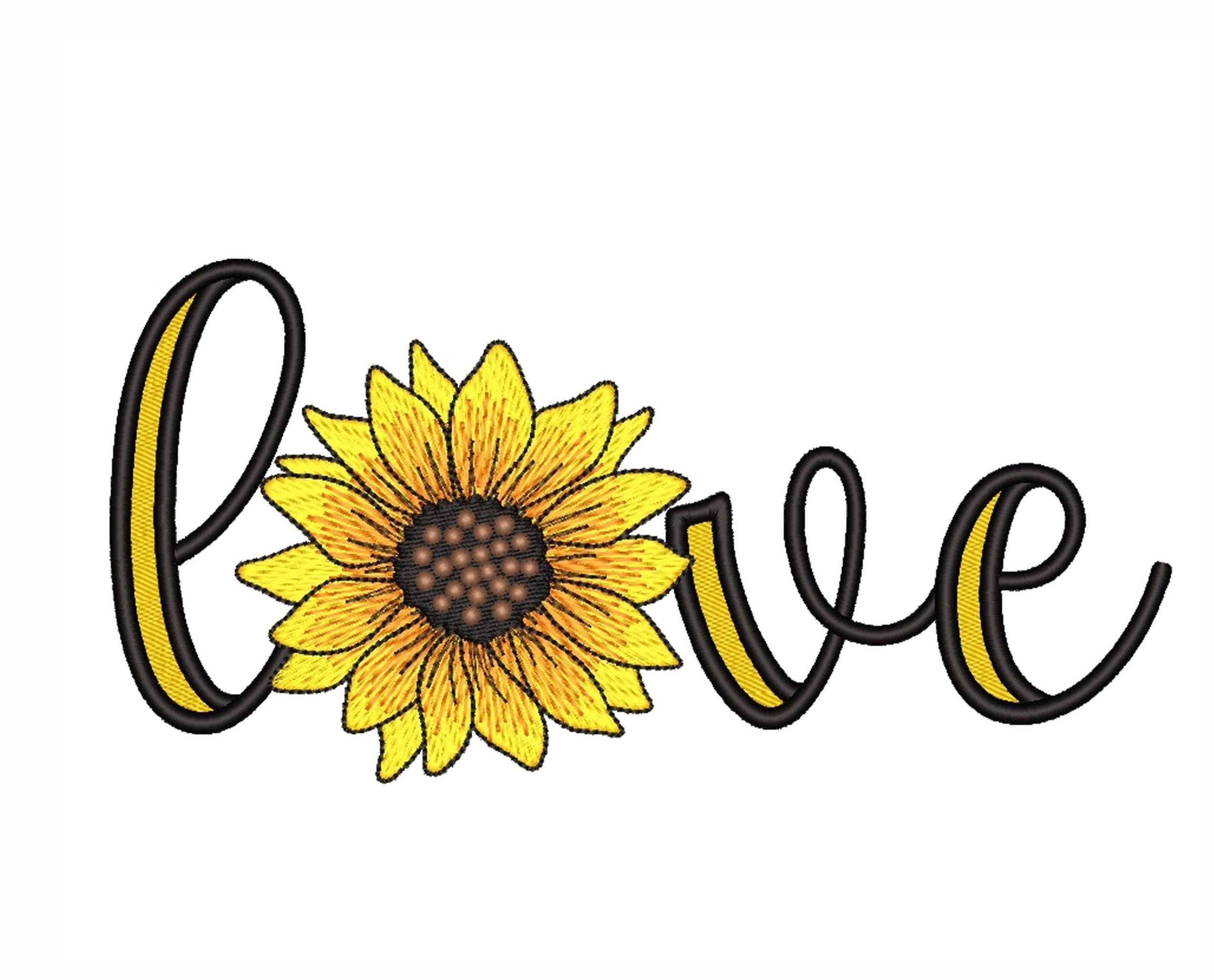 Sunflower love embroidery design 4 sizes instant download  etsy